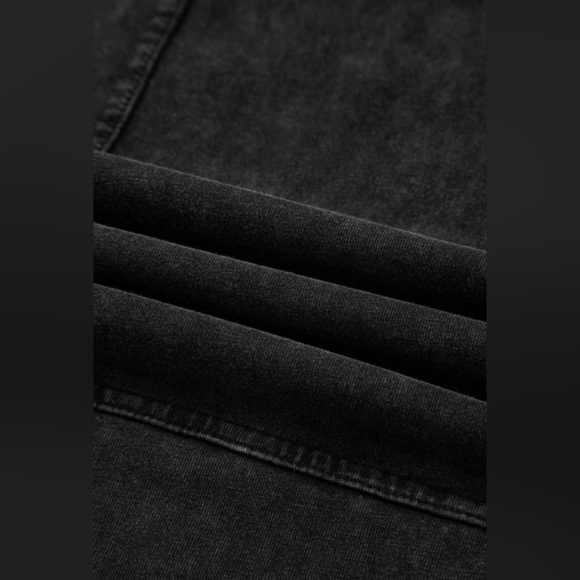 Black Mineral Wash Exposed Seam Wide-Leg Drawstring Pants - Picture 9 of 9